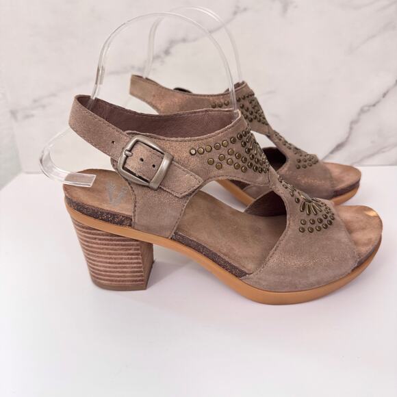 Dansko Womens Deandra Slingback Studded Sandals Size 38 / 7.5-8 Leather Shimmer - Picture 2 of 9